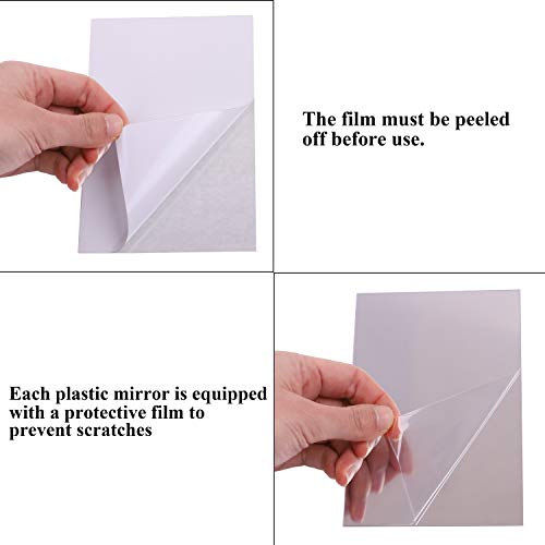 Elcoho Flexible Silver Mirror Sheets for Educational or Home Decor Self Adhesive Mirror Tiles 12 Pack