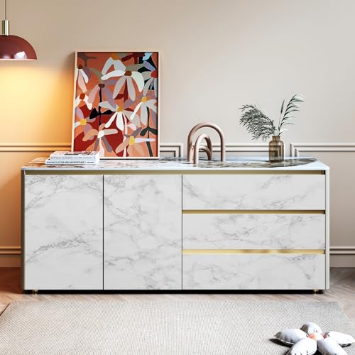 Stickyart 36x160 Removable Marble Countertop Decorative Peel and Stick Paper Grey White Kitchen Cabinet Cover Matte Fini
