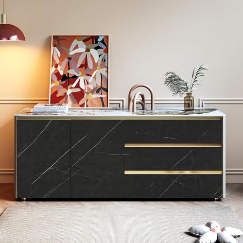 Pietra Black Marble Contact Paper for Cabinets and Drawers Waterproof Peel and Stick Marble Countertops 12x160