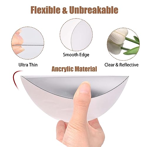 CEYAZYE Round Wall Mirror Tiles, Self Adhesive Acrylic Mirrors, 32 PCS Peel and Stick Home Decor for Living Room Bedroom