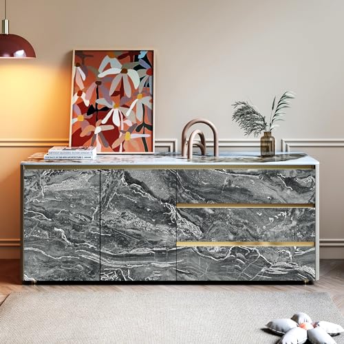  Stickyart Silver Black Marble Contact Paper Liquid Marble Contact Paper for Cabinets and Countertops
| Stickyart Marble