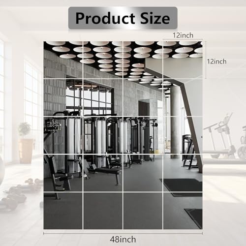 20 Pcs 12 x 12 Acrylic Flexible Mirror Sheets for Home Fitness Mirror Decor
| Self Adhesive Wall Mirror Tiles for Home