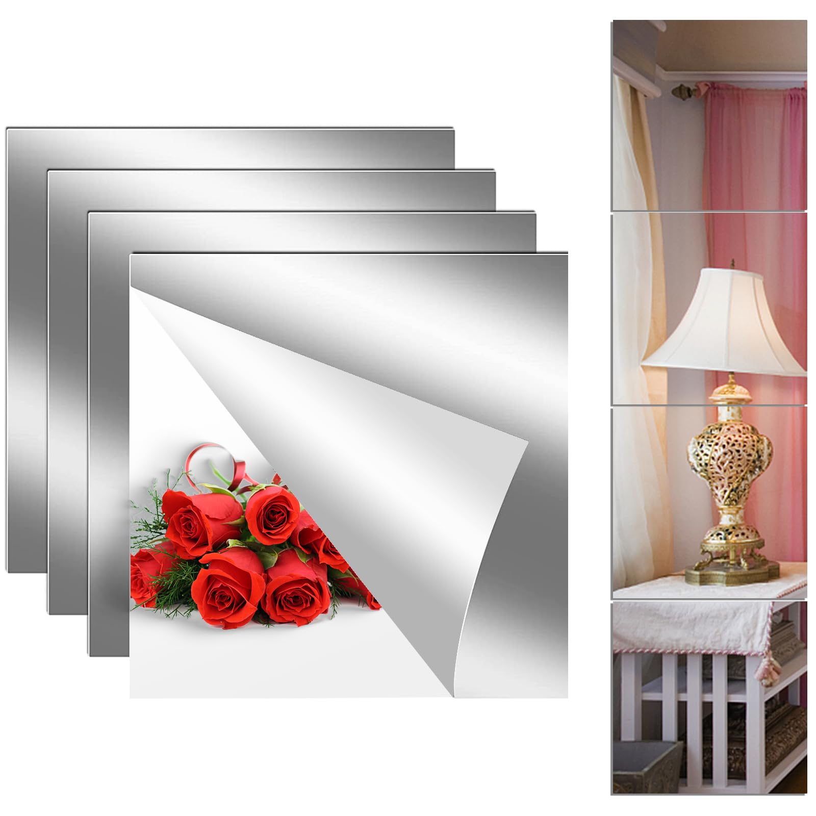 4PCS Self Adhesive Acrylic Mirror Tiles for DIY Craft and Home Wall Decor
| Flexible Mirror Sheets Wall Stickers for Ba
