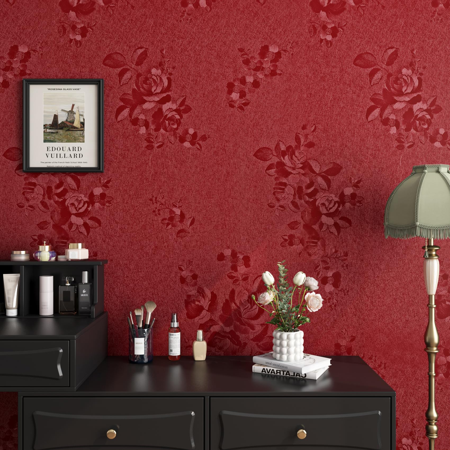 Stickyart Elegant Rose Flower Wallpaper Peel and Stick Self Adhesive Textured Floral Contact Paper Removable  
Stickyart